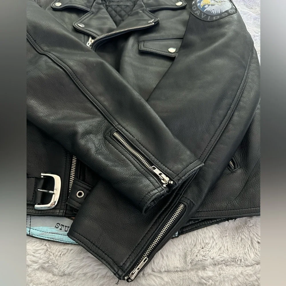 Harley-Davidson USA Made Leather Jacket Eagle Graphic Sturgis 44